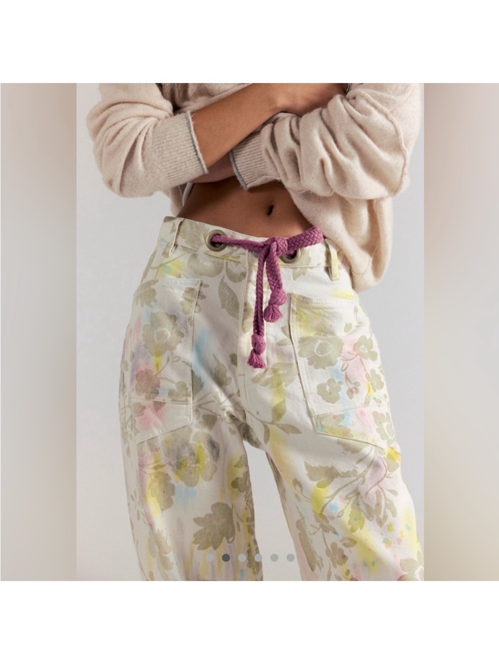 We The Free Moxie Printed Flocked Barrel Jeans Size 27 New With Tags *Sold Out*
